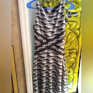 Loft Gray Asymmetrical Striped Dress ( Size 0)